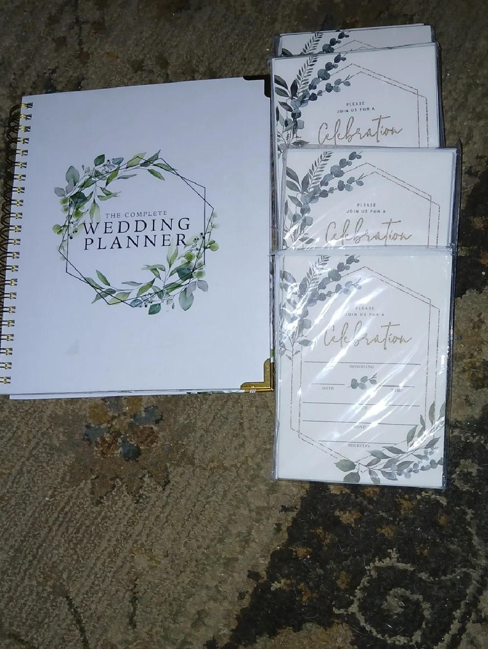 The Complete Wedding Planner Book with Leafy Invitation Cards - White & Green